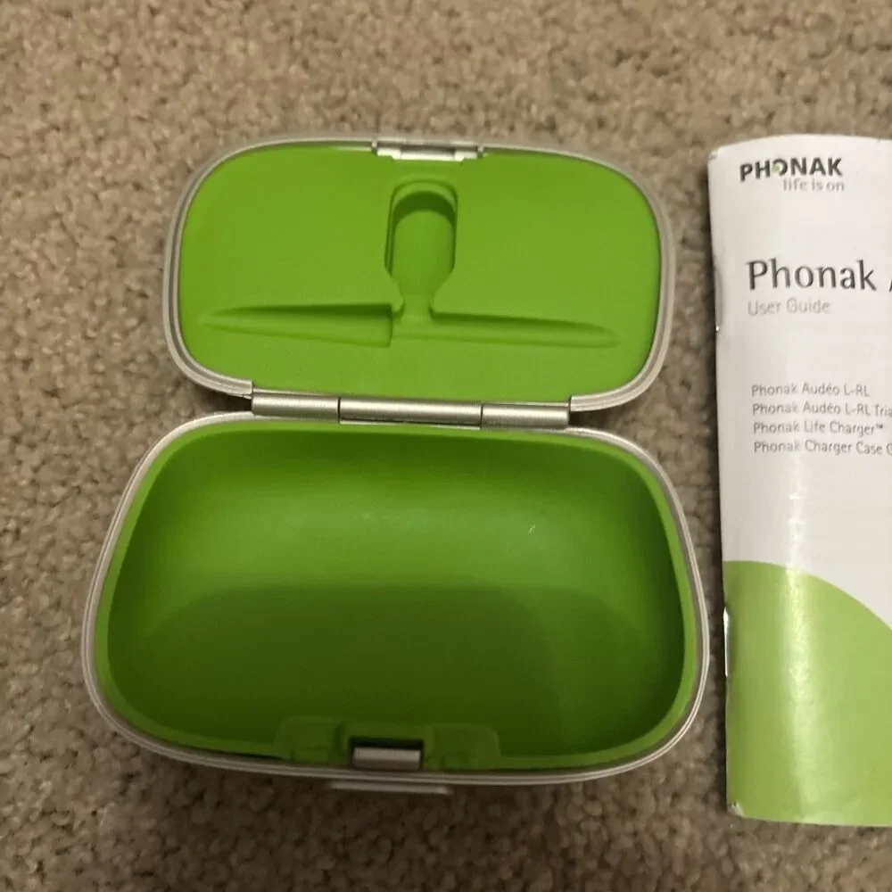 Phonak Small Hard Shell Hearing Aid Case With User Guide